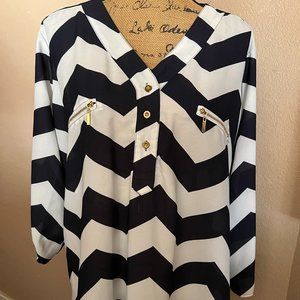 Rue+ White And Navy Blouse